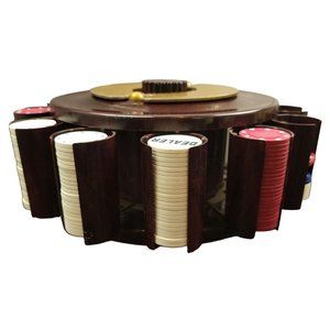 Vintage TURNIT MFG CO Poker Chip & Cards Caddy 1950s Marbled Bakelite with Chips